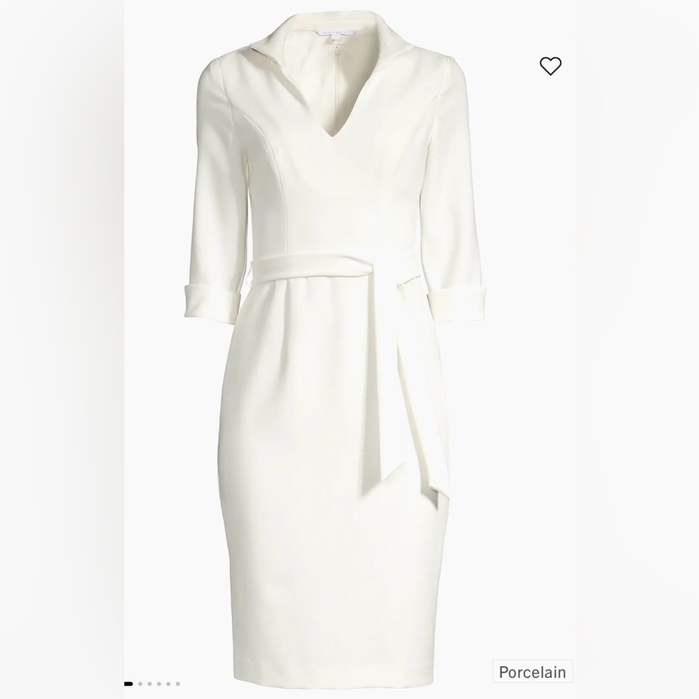 $415 Black Halo Madeline Tie-Front Sheath Dress sz 2 (color porcelain)